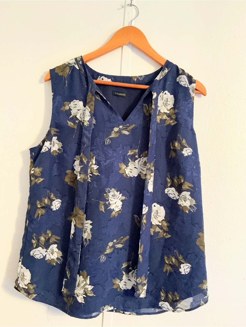 Talbots Navy Floral V-Neck Sleeveless Camisole